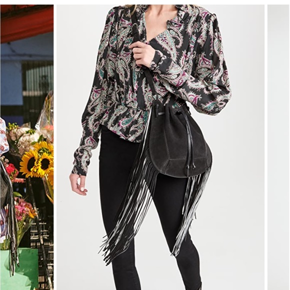 New with cards and dust bag - Isabel Marant Oskar suede fringe hobo blac… - Picture 6 of 6